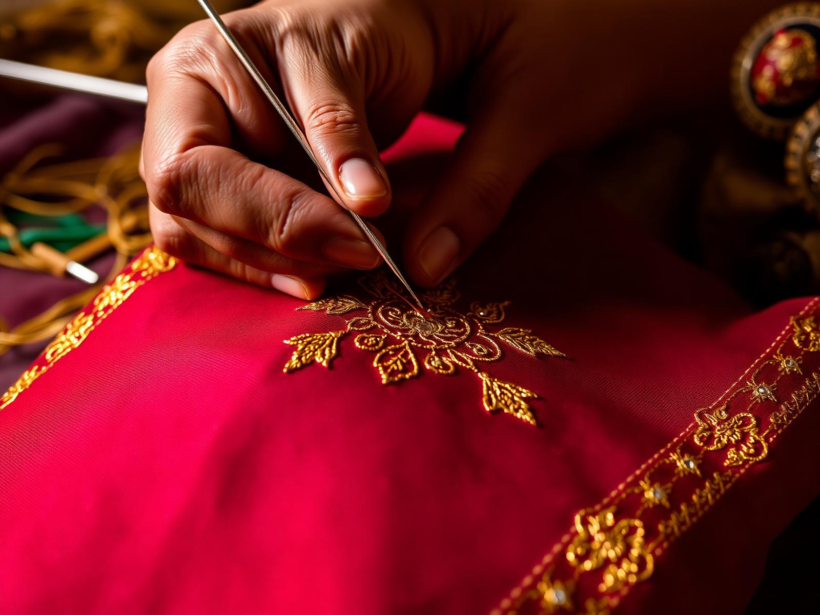 Zardozi embroidery in progress