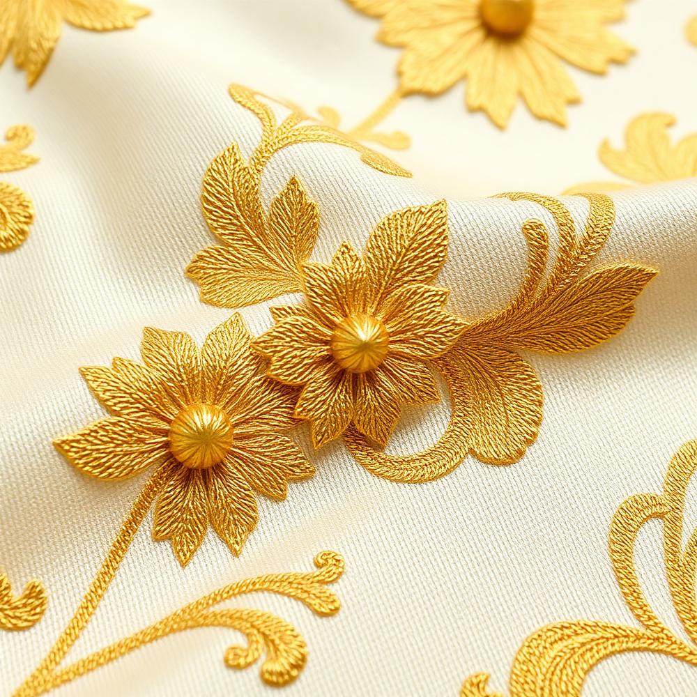 Gold brocade weave close-up